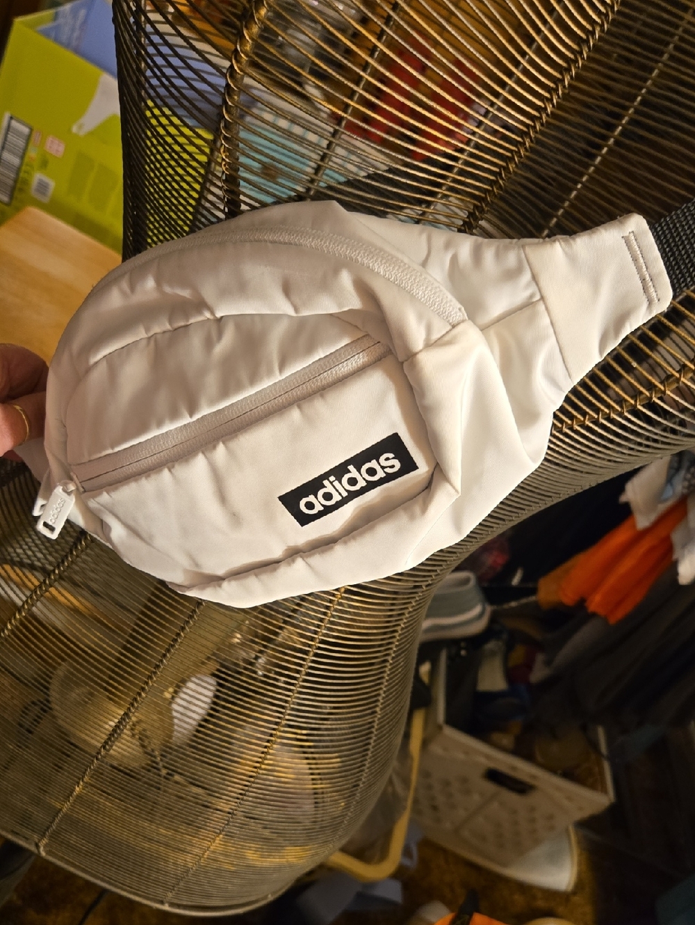 adidas Cream Men’s Waist Bag with Front Zip Pocket
